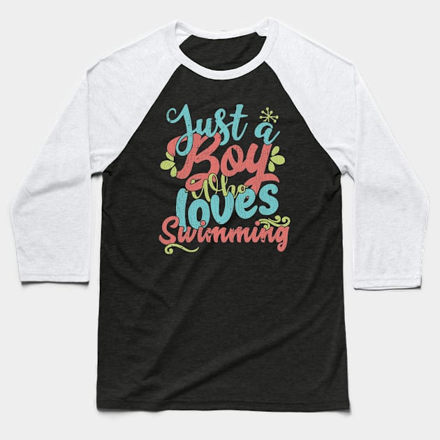 Just A Boy Who Loves Swimming Gift graphic Baseball T-Shirt by theodoros20